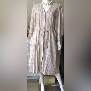 Apiece Apart Midi Dress Organic Cotton Stripes in White Red & Blue size 2